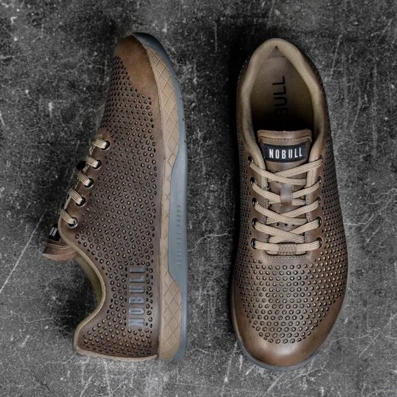 Nobull Sand Leather Trainers Athletic Sneakers Perforated Shoes Workout Brown 7 - Picture 10 of 10